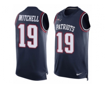 Men's Nike New England Patriots #19 Malcolm Mitchell Limited Navy Blue Player Name & Number Tank Top NFL Jersey