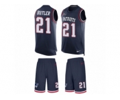 Men's Nike New England Patriots #21 Malcolm Butler Limited Navy Blue Tank Top Suit NFL Jersey