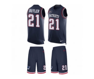 Men's Nike New England Patriots #21 Malcolm Butler Limited Navy Blue Tank Top Suit NFL Jersey