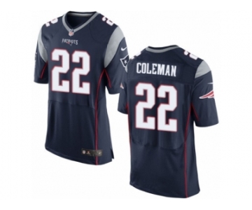 Men's Nike New England Patriots #22 Justin Coleman Elite Navy Blue Team Color NFL Jersey