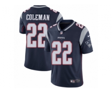 Men's Nike New England Patriots #22 Justin Coleman Vapor Untouchable Limited Navy Blue Team Color NFL Jersey