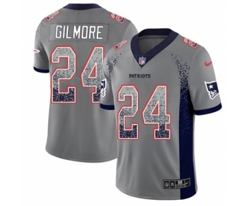 Men's Nike New England Patriots #24 Stephon Gilmore Limited Gray Rush Drift Fashion NFL Jersey