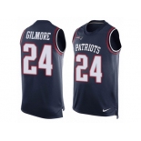 Men's Nike New England Patriots #24 Stephon Gilmore Limited Navy Blue Player Name & Number Tank Top NFL Jersey