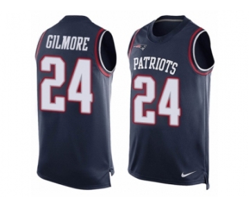 Men's Nike New England Patriots #24 Stephon Gilmore Limited Navy Blue Player Name & Number Tank Top NFL Jersey