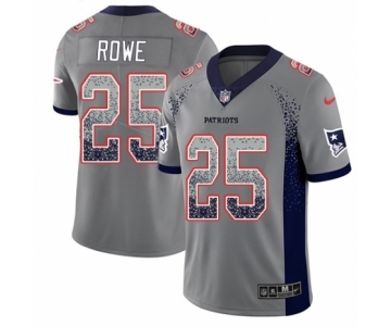 Men's Nike New England Patriots #25 Eric Rowe Limited Gray Rush Drift Fashion NFL Jersey