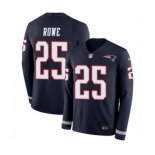 Men's Nike New England Patriots #25 Eric Rowe Limited Navy Blue Therma Long Sleeve NFL Jersey