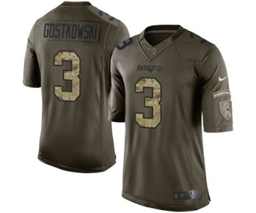 Men's Nike New England Patriots #3 Stephen Gostkowski Limited Green Salute to Service NFL Jersey