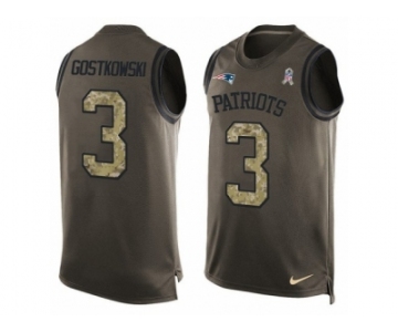 Men's Nike New England Patriots #3 Stephen Gostkowski Limited Green Salute to Service Tank Top NFL Jersey