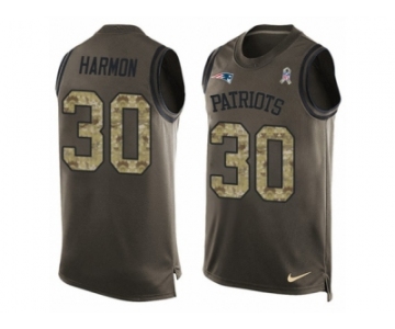 Men's Nike New England Patriots #30 Duron Harmon Limited Green Salute to Service Tank Top NFL Jersey