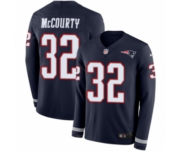 Men's Nike New England Patriots #32 Devin McCourty Limited Navy Blue Therma Long Sleeve NFL Jersey