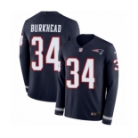 Men's Nike New England Patriots #34 Rex Burkhead Limited Navy Blue Therma Long Sleeve NFL Jersey