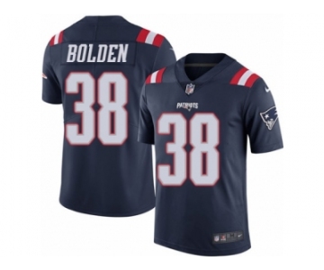 Men's Nike New England Patriots #38 Brandon Bolden Limited Navy Blue Rush NFL Jersey