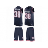 Men's Nike New England Patriots #38 Brandon Bolden Limited Navy Blue Tank Top Suit NFL Jersey