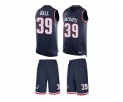 Men's Nike New England Patriots #39 Montee Ball Limited Navy Blue Tank Top Suit NFL Jersey