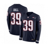 Men's Nike New England Patriots #39 Montee Ball Limited Navy Blue Therma Long Sleeve NFL Jersey