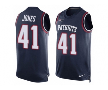 Men's Nike New England Patriots #41 Cyrus Jones Limited Navy Blue Player Name & Number Tank Top NFL Jersey