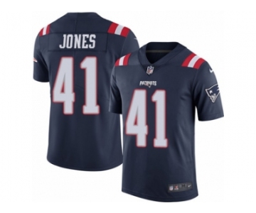 Men's Nike New England Patriots #41 Cyrus Jones Limited Navy Blue Rush NFL Jersey