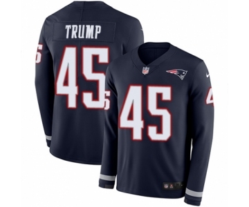 Men's Nike New England Patriots #45 Donald Trump Limited Navy Blue Therma Long Sleeve NFL Jersey