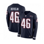 Men's Nike New England Patriots #46 James Develin Limited Navy Blue Therma Long Sleeve NFL Jersey