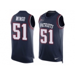 Men's Nike New England Patriots #51 Barkevious Mingo Limited Navy Blue Player Name & Number Tank Top NFL Jersey