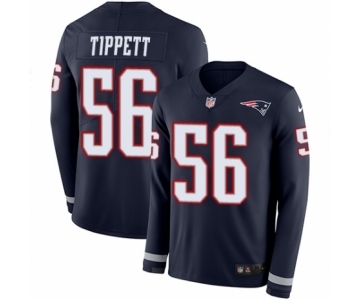 Men's Nike New England Patriots #56 Andre Tippett Limited Navy Blue Therma Long Sleeve NFL Jersey