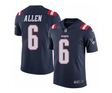 Men's Nike New England Patriots #6 Ryan Allen Limited Navy Blue Rush NFL Jersey