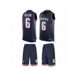 Men's Nike New England Patriots #6 Ryan Allen Limited Navy Blue Tank Top Suit NFL Jersey