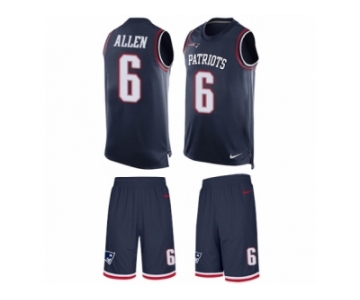 Men's Nike New England Patriots #6 Ryan Allen Limited Navy Blue Tank Top Suit NFL Jersey