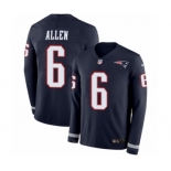 Men's Nike New England Patriots #6 Ryan Allen Limited Navy Blue Therma Long Sleeve NFL Jersey