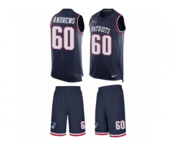 Men's Nike New England Patriots #60 David Andrews Limited Navy Blue Tank Top Suit NFL Jersey