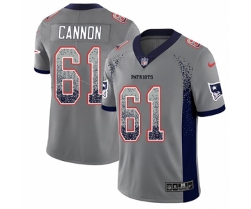 Men's Nike New England Patriots #61 Marcus Cannon Limited Gray Rush Drift Fashion NFL Jersey