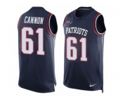 Men's Nike New England Patriots #61 Marcus Cannon Limited Navy Blue Player Name & Number Tank Top NFL Jersey