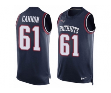 Men's Nike New England Patriots #61 Marcus Cannon Limited Navy Blue Player Name & Number Tank Top NFL Jersey