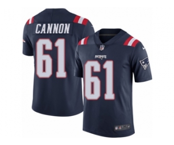 Men's Nike New England Patriots #61 Marcus Cannon Limited Navy Blue Rush NFL Jersey