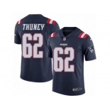 Men's Nike New England Patriots #62 Joe Thuney Limited Navy Blue Rush NFL Jersey