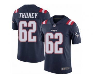 Men's Nike New England Patriots #62 Joe Thuney Limited Navy Blue Rush NFL Jersey