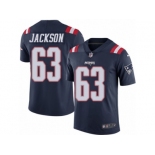 Men's Nike New England Patriots #63 Tre Jackson Limited Navy Blue Rush NFL Jersey