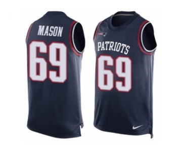 Men's Nike New England Patriots #69 Shaq Mason Limited Navy Blue Player Name & Number Tank Top NFL Jersey