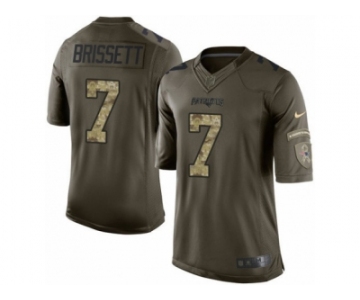 Men's Nike New England Patriots #7 Jacoby Brissett Limited Green Salute to Service NFL Jersey