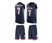 Men's Nike New England Patriots #7 Jacoby Brissett Limited Navy Blue Tank Top Suit NFL Jersey