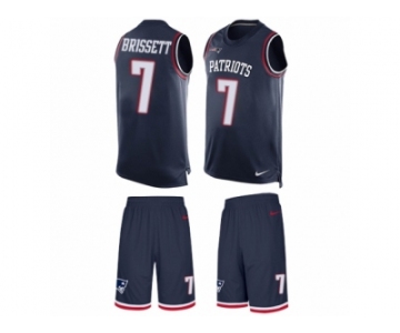 Men's Nike New England Patriots #7 Jacoby Brissett Limited Navy Blue Tank Top Suit NFL Jersey