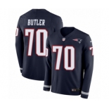 Men's Nike New England Patriots #70 Adam Butler Limited Navy Blue Therma Long Sleeve NFL Jersey