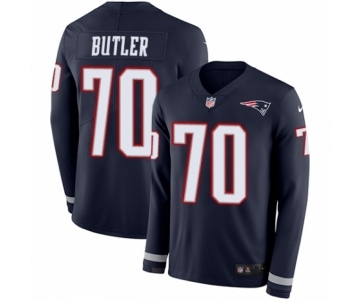 Men's Nike New England Patriots #70 Adam Butler Limited Navy Blue Therma Long Sleeve NFL Jersey