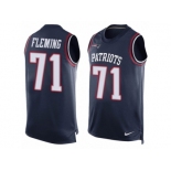 Men's Nike New England Patriots #71 Cameron Fleming Limited Navy Blue Player Name & Number Tank Top NFL Jersey