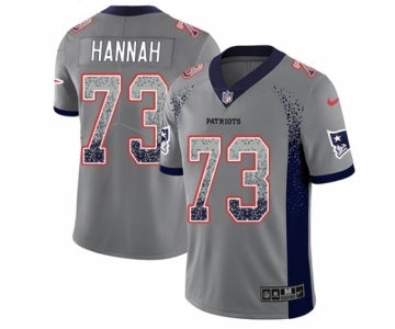 Men's Nike New England Patriots #73 John Hannah Limited Gray Rush Drift Fashion NFL Jersey