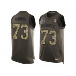 Men's Nike New England Patriots #73 John Hannah Limited Green Salute to Service Tank Top NFL Jersey