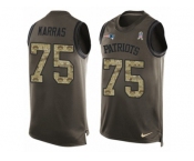 Men's Nike New England Patriots #75 Ted Karras Limited Green Salute to Service Tank Top NFL Jersey