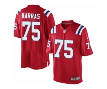 Men's Nike New England Patriots #75 Ted Karras Limited Red Alternate NFL Jersey