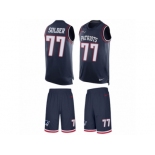 Men's Nike New England Patriots #77 Nate Solder Limited Navy Blue Tank Top Suit NFL Jersey