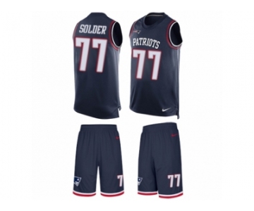 Men's Nike New England Patriots #77 Nate Solder Limited Navy Blue Tank Top Suit NFL Jersey